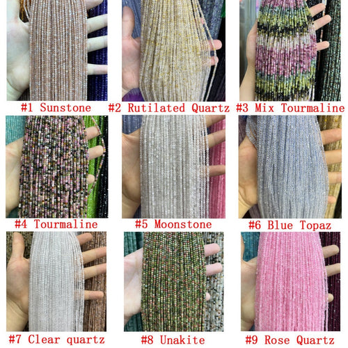 2.5mm Faceted Cube Gemstone Beads – Mini Square Natural Stone Loose Beads Strand for DIY Jewelry Making