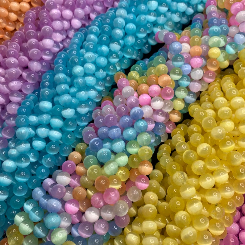 Natural Colorful Selenite Round Bead- Free Shiping