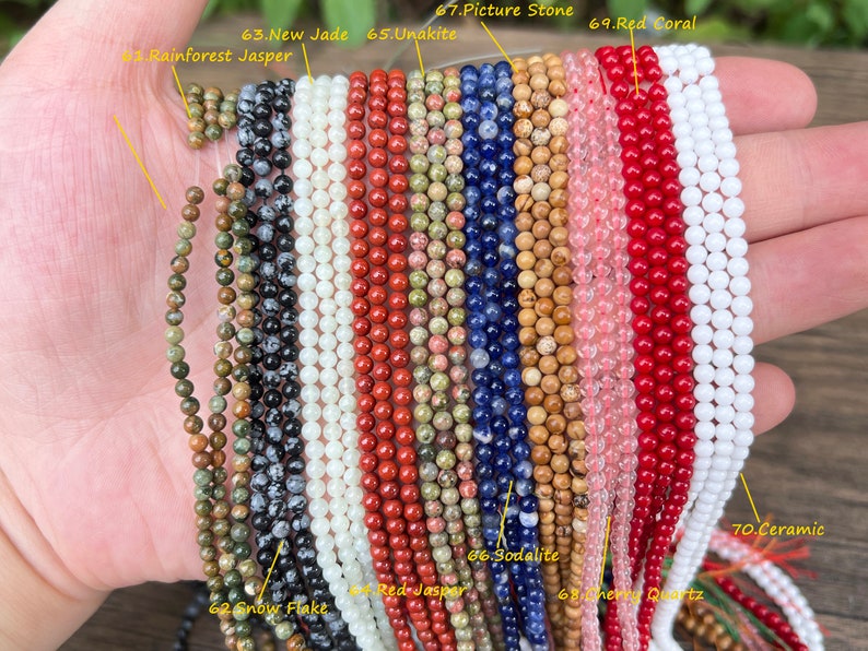 Natural Gemstone Round Beads,2mm/3mm/4mm Smooth Round Beads-Free Shipping