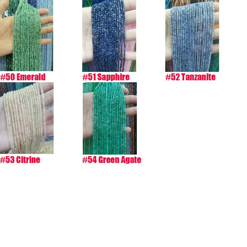 2.5mm Faceted Cube Beads Natural Gemstone Beads for Diy Jewelry Making Aquamarine/Amazonite/Rose Quartz/Garnet Beads Tiny Square Cube Beads