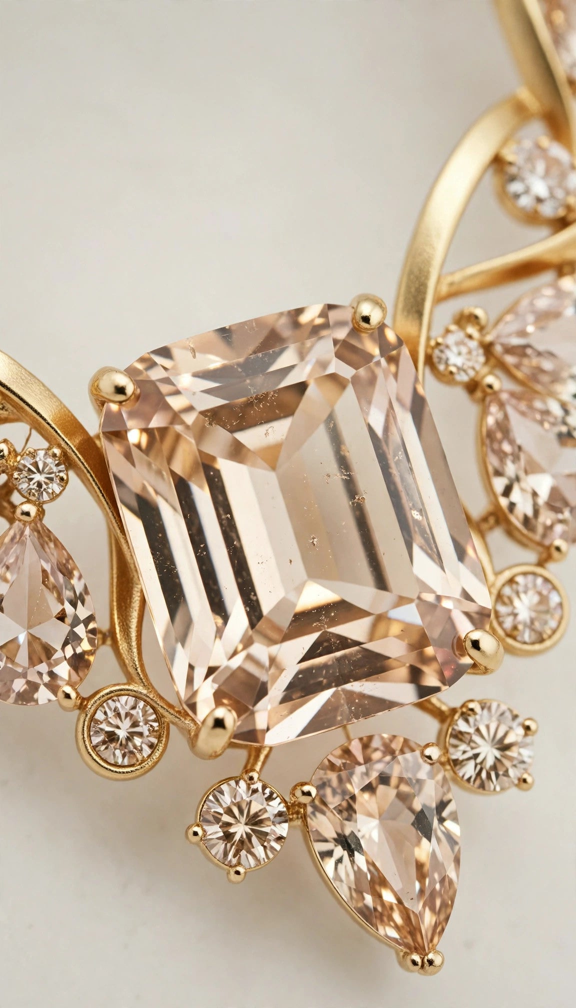 Champagne Topaz Statement Necklace – Handmade Gold Plated Crystal Pendant Necklace for Women Elegant Jewelry Gift for Her